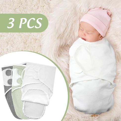 VitalCozy 3 Pcs Preemie Swaddle Blankets Easy Adjustable Swaddle Blanket Wrap with Zipper Cotton Newborn Swaddles Baby Sleep for Preemie Boys Girls Diaper Changes, 3 Colors in Saudi Arabia