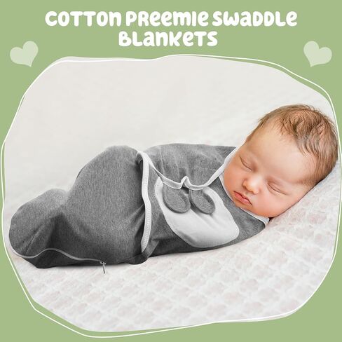 VitalCozy 3 Pcs Preemie Swaddle Blankets Easy Adjustable Swaddle Blanket Wrap with Zipper Cotton Newborn Swaddles Baby Sleep for Preemie Boys Girls Diaper Changes, 3 Colors in Saudi Arabia