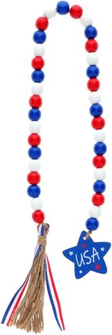 Patriotic Beaded Hanging Decor with Jute Tassel for 4th of July, Memorial Day, Veteran's Day - 26 Inch in Kuwait