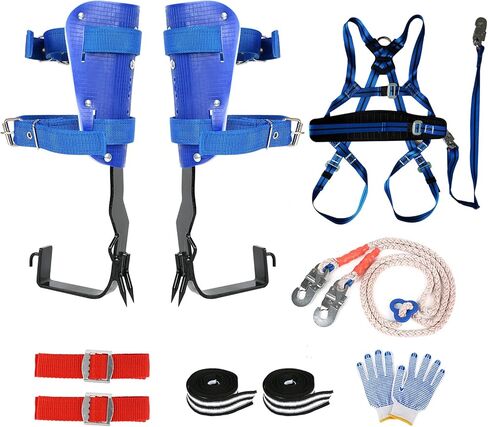 WMLBK Tree Climbing Spike Set, Adjustable Tree Climbing Gear Alloy Steel Pole Climbing Double Spurs Non-Slip Strap Pedal for Climbing, Logging, Hunting, Observation & Outdoor Reaction in Kuwait