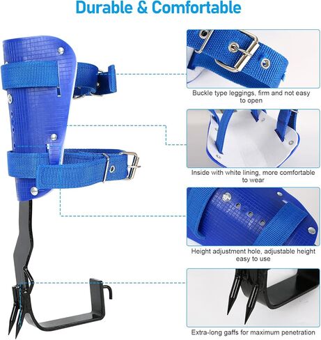 WMLBK Tree Climbing Spike Set, Adjustable Tree Climbing Gear Alloy Steel Pole Climbing Double Spurs Non-Slip Strap Pedal for Climbing, Logging, Hunting, Observation & Outdoor Reaction in Kuwait