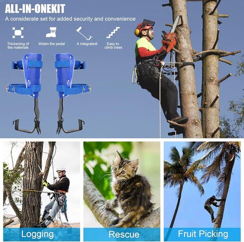 WMLBK Tree Climbing Spike Set, Adjustable Tree Climbing Gear Alloy Steel Pole Climbing Double Spurs Non-Slip Strap Pedal for Climbing, Logging, Hunting, Observation & Outdoor Reaction in Kuwait