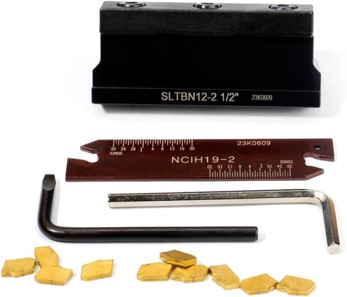 OSCARBIDE 1/2''Self-Lock Block SLTBN12-2 with Adjustable Blade NCIH19-2,Tin Coated 10 pcs GTN-2 Carbide Inserts Parting Grooving Cut-Off Tool Set in Saudi Arabia