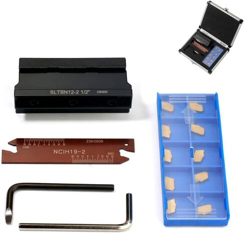 OSCARBIDE 1/2''Self-Lock Block SLTBN12-2 with Adjustable Blade NCIH19-2,Tin Coated 10 pcs GTN-2 Carbide Inserts Parting Grooving Cut-Off Tool Set in Saudi Arabia