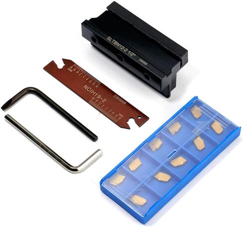 OSCARBIDE 1/2''Self-Lock Block SLTBN12-2 with Adjustable Blade NCIH19-2,Tin Coated 10 pcs GTN-2 Carbide Inserts Parting Grooving Cut-Off Tool Set in Saudi Arabia