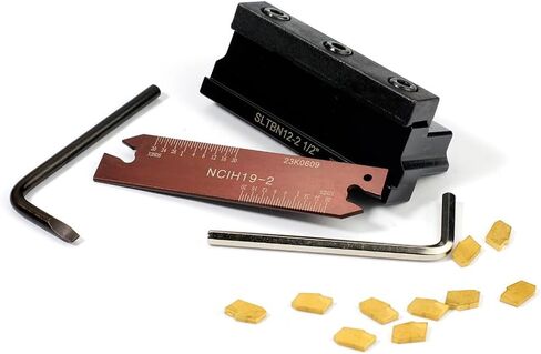 OSCARBIDE 1/2''Self-Lock Block SLTBN12-2 with Adjustable Blade NCIH19-2,Tin Coated 10 pcs GTN-2 Carbide Inserts Parting Grooving Cut-Off Tool Set in Saudi Arabia