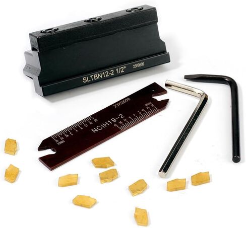 OSCARBIDE 1/2''Self-Lock Block SLTBN12-2 with Adjustable Blade NCIH19-2,Tin Coated 10 pcs GTN-2 Carbide Inserts Parting Grooving Cut-Off Tool Set in Saudi Arabia