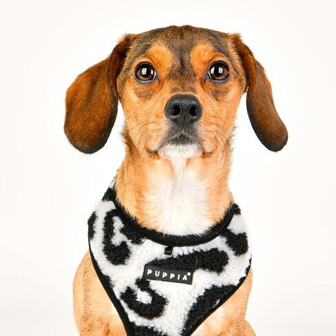 Puppia Serval Dog Harness Over-The-Head Warm Winter Leopard Pattern Adjustable Chest for Small and Medium Dog, Beige, Small in Saudi Arabia