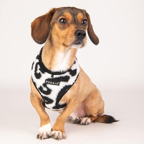 Puppia Serval Dog Harness Over-The-Head Warm Winter Leopard Pattern Adjustable Chest for Small and Medium Dog, Beige, Small in Saudi Arabia