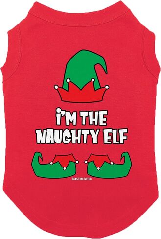 I'm The Naughty Elf - قميص للكلاب (أسود، كبير) in Kuwait