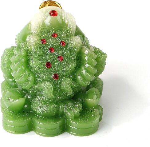 بويول ضفدع نقود بلون اخضر من فينغ شوي (ضفدع ثروة بثلاثة ارجل او ضفدع نقود) تمثال لتزيين تابلوه السيارة، يجذب الثروة والحظ السعيد in Kuwait