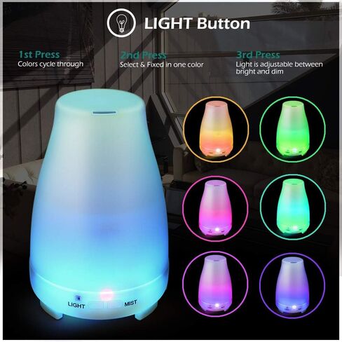 GeeRic Essential Oil Diffuser 150ml, Ultrasonic Air Humidifier Mist Aroma Electric Fragrance with Remote Control 7 Colors Changing Auto Shut Off for Bedroom/Living Room/Spa/Yoga in Kuwait