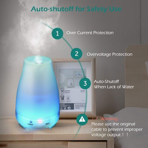 GeeRic Essential Oil Diffuser 150ml, Ultrasonic Air Humidifier Mist Aroma Electric Fragrance with Remote Control 7 Colors Changing Auto Shut Off for Bedroom/Living Room/Spa/Yoga in Kuwait
