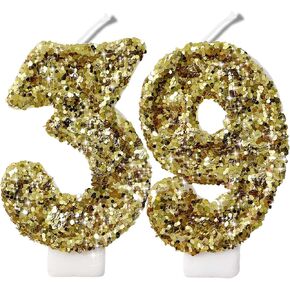 2.8" Rose Gold Glitter Number Candles-Many Colors 39th 93rd Birthday Gifts Birthday Decorations Birthday Candles Numbers Happy Birthday Candles for Cake 2 Candle for Women for Men (Rose Gold)