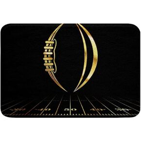 سجاد حمام KXO لكرة القدم، سجاد حمام رياضي لكرة القدم الأمريكية للحمام للأولاد والبنات، ألعاب الرجبي، ديكور حمام ماتس ذهبي أسود، ممسحة أرضية 31 بوصة × 20 بوصة in Kuwait