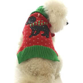 Dog Pullover Sweater for Small Dog Girl or Boy, Embroidery, Sequins, Mini Patterns, Suitable for The Weight 3-15LB Poinsettia and Christmas Green (X-Small) in Saudi Arabia