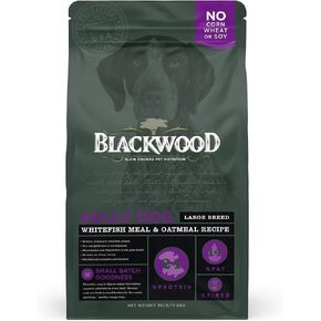 بلاكوود أغذية الحيوانات الأليفة 22403 كلب بالغ، سلالة كبيرة، وجبة السمك الأبيض ووصفة الشوفان، 30 رطل. in Kuwait