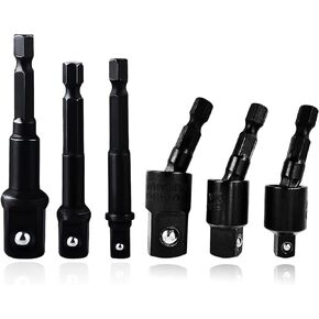 مجموعة تمديد لقمة المثقاب - 6 قطع مجموعة محول مقبس الصدمات 1/4 بوصة 3/8 بوصة 1/2 بوصة ساق سداسية 3 دوارة / 3 مجموعة لقم مفك الصدمات المستقيمة حامل المقبس ملحقات ملحقات الحفر للمساحات التي يصعب الوصول إليها-BLS6 in Kuwait