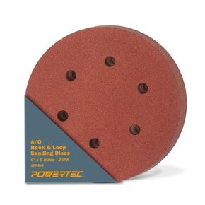 POWERTEC 45212, 120 Grit, 6 Inch 6 Hole Hook and Loop Sanding Discs, Sandpaper for Random Orbital Sander, Air Sander, Pneumatic Sander, Dual Action Sander, 25PK in Saudi Arabia