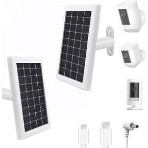 BRXFMY Solar Panel Charger for Ring Camera Battery,Compatible with Ring Spotlight Cam/Stick Up Cam, Outdoor Use White x2pcs，5m Cable in Saudi Arabia