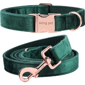 ARING PET Velvet Dog Collar and Leash Set, Soft Purple Dog Collar and Leash, Adjustable Collars for Dogs