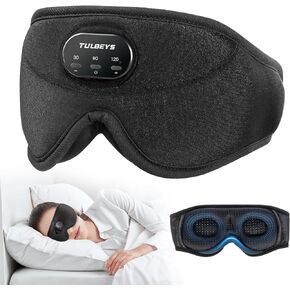 قناع بلوتوث للنوم من تولبيز مع سماعات الرأس - قناع حريري ثلاثي الأبعاد يحجب الضوء للنوم مع 38 ضوضاء بيضاء مهدئة، وقت الاستعداد 14 ساعة، مجموعة مؤقت مثالية للنوم على الجانب للرجال والنساء in Kuwait