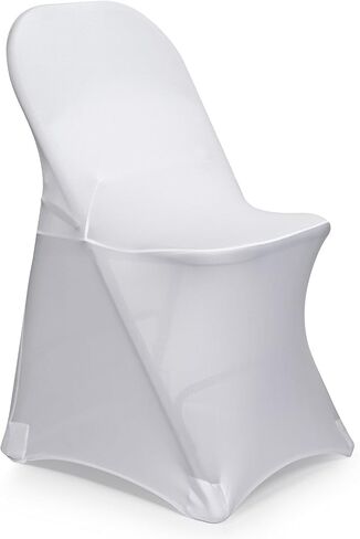 Lann's Linens 10 قطع من أغطية الكراسي القابلة للطي من الألياف اللدنة البيضاء لحفلات الزفاف والحفلات والولائم in Kuwait