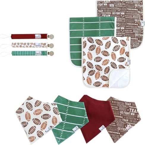 Copper Pearl Essentials Bundle | Baby Burp Cloth Large 21"x10" Premium Absorbent Triple Layer 3 Pack | Baby Bandana Drool Bibs for Drooling and Teething 4 Pack | Binky Clip 3 Pack | Blitz in Saudi Arabia
