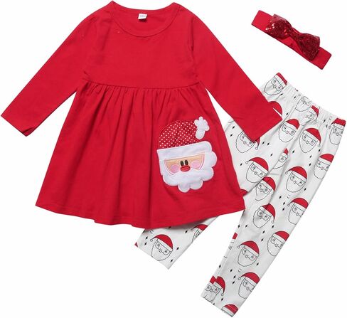 ملابس Balatale للأطفال الصغار في عيد الميلاد بأكمام طويلة وقمصان سانتا مضيئة مع عصابة رأس in Kuwait
