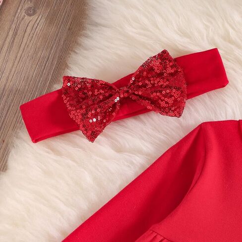 ملابس Balatale للأطفال الصغار في عيد الميلاد بأكمام طويلة وقمصان سانتا مضيئة مع عصابة رأس in Kuwait