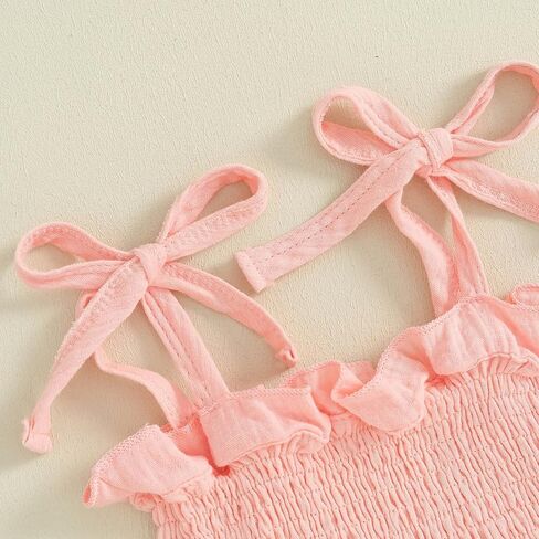 TheFound Newborn Baby Girl Clothes Summer Plain Strap Cami Top Pant Headband Hat Toddler Baby Girl Coming Home Outfit in Kuwait