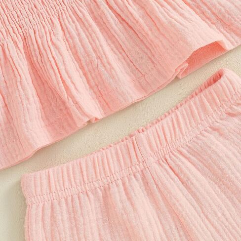 TheFound Newborn Baby Girl Clothes Summer Plain Strap Cami Top Pant Headband Hat Toddler Baby Girl Coming Home Outfit in Kuwait