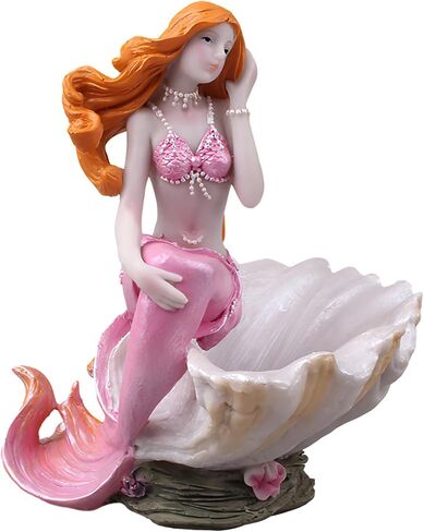 KUNVAMUL Mermaid Figurines Shell Aquarium Ornament Resin Mediterranean Style Mermaid Princess Craft Statue Jewelry Storage Organizer Gifts for Girls,Fish Tank Supplies Accessories (Blue)… in Kuwait