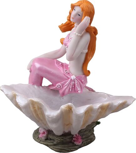 KUNVAMUL Mermaid Figurines Shell Aquarium Ornament Resin Mediterranean Style Mermaid Princess Craft Statue Jewelry Storage Organizer Gifts for Girls,Fish Tank Supplies Accessories (Blue)… in Kuwait