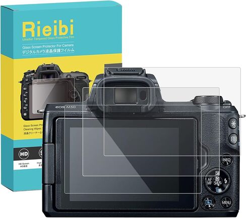 Rieibi (3 Packs) Screen Protector for Canon EOS M50 M50 mark II M100 M6 Digital Camera, 0.33mm 9H Hardness Tempered Glass Film for Canon EOS Kiss M Anti-Fingerprint Anti-Scratch Ultra-clear in Saudi Arabia