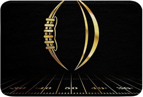 سجاد حمام KXO لكرة القدم، سجاد حمام رياضي لكرة القدم الأمريكية للحمام للأولاد والبنات، ألعاب الرجبي، ديكور حمام ماتس ذهبي أسود، ممسحة أرضية 31 بوصة × 20 بوصة in Kuwait