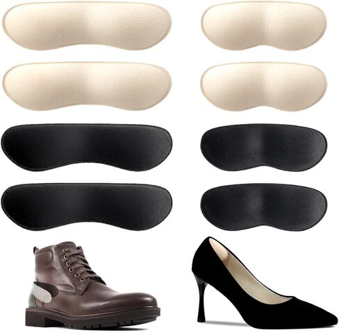 حشوات للكعب من Xshum، وسادات للكعب للأحذية الكبيرة جدًا، وبطانات للأحذية الفضفاضة، ووسائد واقية للكعب لمنع انزلاق الكعب والبثور، 4 أزواج (مشمش + أسود) in Kuwait