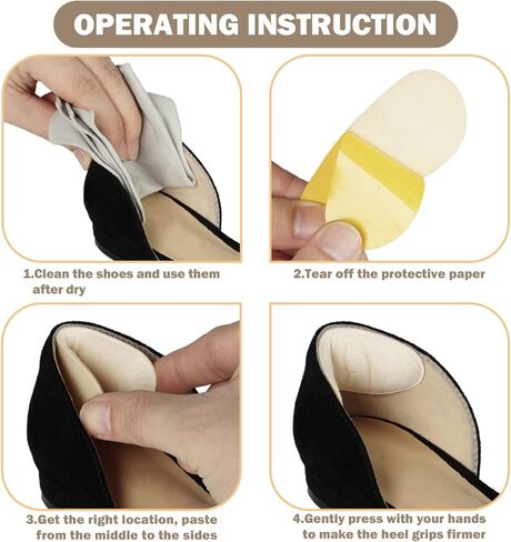 حشوات للكعب من Xshum، وسادات للكعب للأحذية الكبيرة جدًا، وبطانات للأحذية الفضفاضة، ووسائد واقية للكعب لمنع انزلاق الكعب والبثور، 4 أزواج (مشمش + أسود) in Kuwait