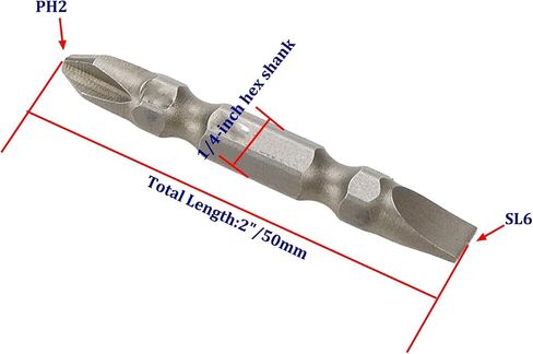 Rannb Double Head Screwdriver Bits PH2/SL6 1/4 Inch Hex Shank Phillips/Slotted Double Ended Screwdriving Bit Set 2-inch Length-10pcs in Saudi Arabia