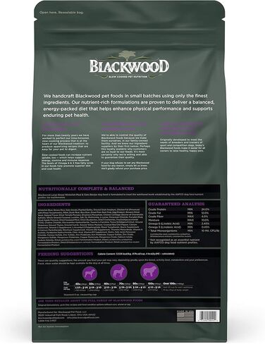 بلاكوود أغذية الحيوانات الأليفة 22403 كلب بالغ، سلالة كبيرة، وجبة السمك الأبيض ووصفة الشوفان، 30 رطل. in Kuwait