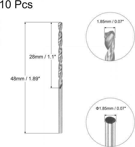 uxcell 10 Pcs 2.15mm HSS(High Speed Steel) W6542 Micro Drill Bits, Fully Ground Jobber 57mm Length Drill Bit for Mild Steel Copper Aluminum in Saudi Arabia