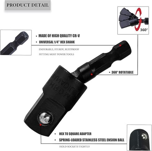 مجموعة تمديد لقمة المثقاب - 6 قطع مجموعة محول مقبس الصدمات 1/4 بوصة 3/8 بوصة 1/2 بوصة ساق سداسية 3 دوارة / 3 مجموعة لقم مفك الصدمات المستقيمة حامل المقبس ملحقات ملحقات الحفر للمساحات التي يصعب الوصول إليها-BLS6 in Kuwait