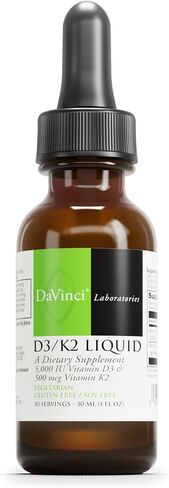 سائل DAVINCI Labs D3/K2 - مكمل فيتامين D السائل وفيتامين K لصحة العظام ودعم القلب وامتصاص الكالسيوم* - 30 مل (30 وجبة) in Saudi Arabia