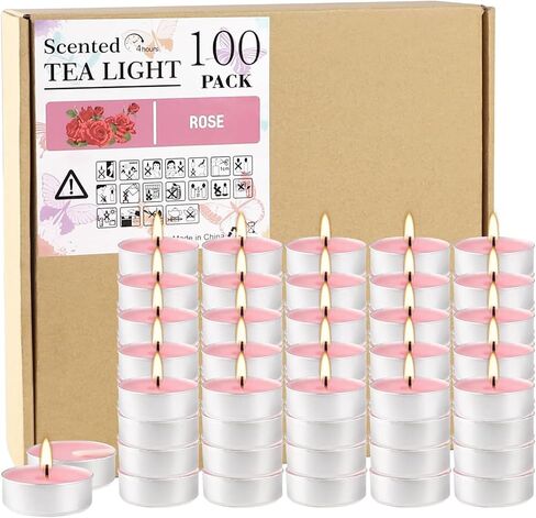Howemon Purple Lavender Scented Tealight Candles - 4 Hours - Giant 100 Bulk Packs - Smokeless Tea Lights for Valentine's Day, Weddings,Christmas, Home Decorative in Kuwait