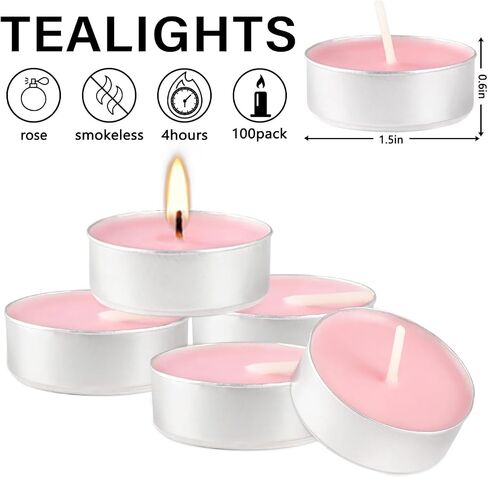 Howemon Purple Lavender Scented Tealight Candles - 4 Hours - Giant 100 Bulk Packs - Smokeless Tea Lights for Valentine's Day, Weddings,Christmas, Home Decorative in Kuwait