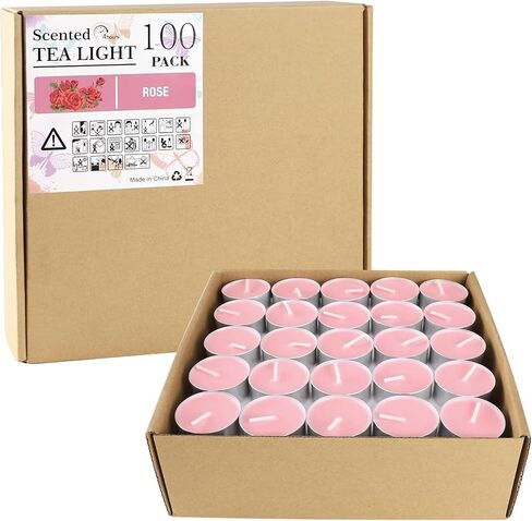 Howemon Purple Lavender Scented Tealight Candles - 4 Hours - Giant 100 Bulk Packs - Smokeless Tea Lights for Valentine's Day, Weddings,Christmas, Home Decorative in Kuwait