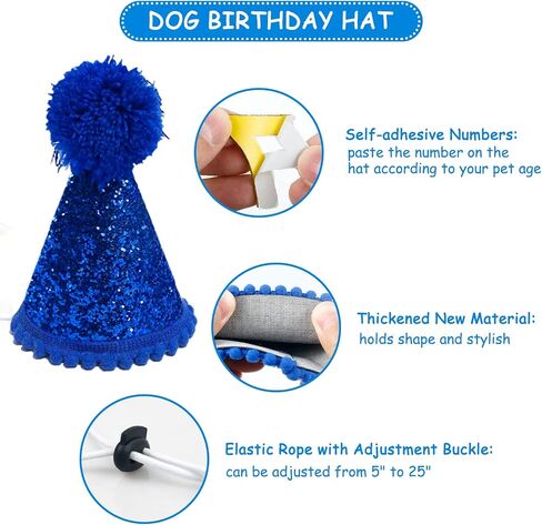 Nepfaivy Dog Birthday Party Decorations - Dog Birthday Outfit Include Reversible Dog Birthday Bandana Boy, Dog Birthday Hat, Happy Birthday Banner and Numbers for Puppy Small Large Dogs Cats in Saudi Arabia
