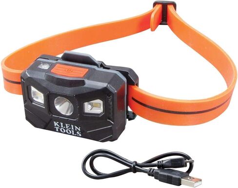 Klein Tools 56064 Rechargeable Auto-Off LED Headlamp, Silicone Strap, 400 lms, All-Day Runtime, for Work, Running, Outdoor Hiking, Camping in Saudi Arabia