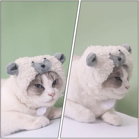 Ipetboom Halloween Cat Cap Cartoon Lamb Shaped Dog Costume Hat Pet Headgear Puppy Cap Sheep Hat Headwear Pet Cosplay Dress up Accessories Halloween Costume for Cat Dog in Saudi Arabia