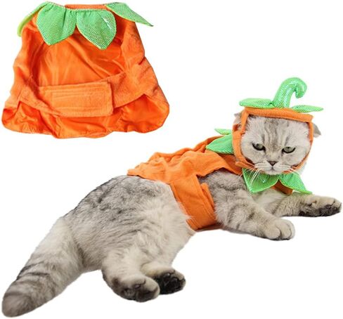 ANIAC Pet Pumpkin Costume Cat Halloween Hat Cloak Sets Puppy Poncho Dog Halloween Cosplay for Kitty Small Medium Sized Dog in Kuwait